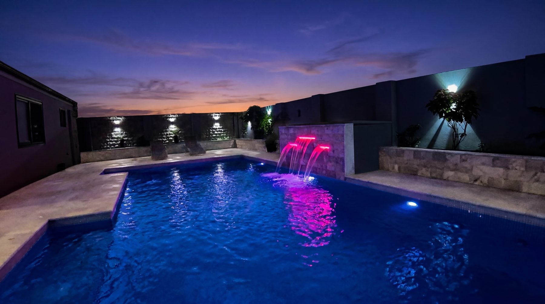 Pool with colour lighting