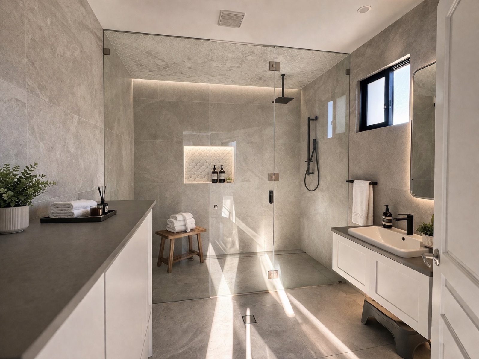 Bathroom and steam room